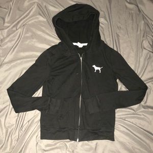 PINK Logo Black Zip Up Jacket